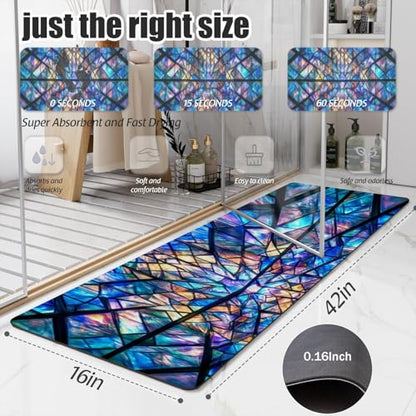 Bathroom Runner Mat Rugs Long,Cupcake Blue Pattern Diatomite Stone Bath Mat Large Absorbent Diatomaceous Non Slip Fast Dry Bathroom Rugs 16x42in - color: Design11