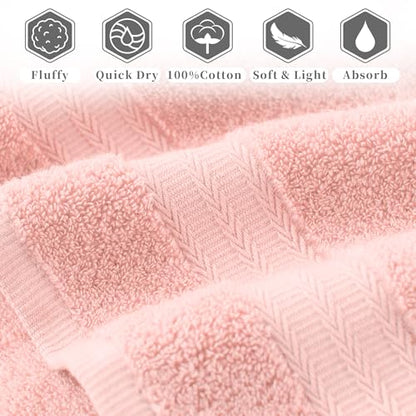VOOVA & MOVAS Light Pink 100% Cotton Hand Towels Set of 2 with Hanging Loop (13"x29") - Lightweight, Quick Dry & Soft, Hotel Spa Quality Face Towel Set, Essential for Bathroom, Dorm, Travel & Gift - color: Lightpink