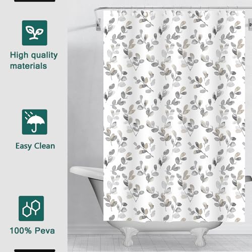 Shower Curtain Liner, 5G Shower Liners with 12 Rustproof Metal Grommets and Weighted Magnets, Waterproof Duty Shower Curtains for Shower Bathroom 72 x 72 - color: Sensitive Plant