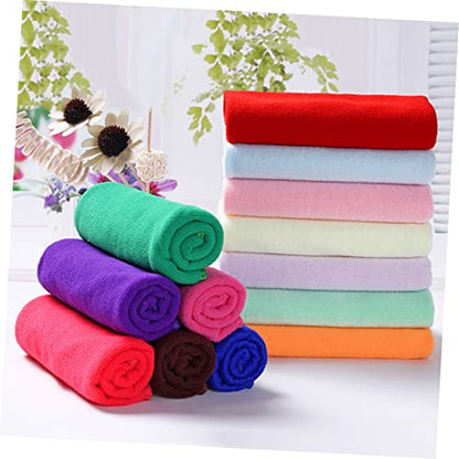 Healifty 10pcs Microfiber Hand Towels Fast Dry Absorbent Washcloths for Face and Bathroom Soft Fade Resistant Cleaning Cloths