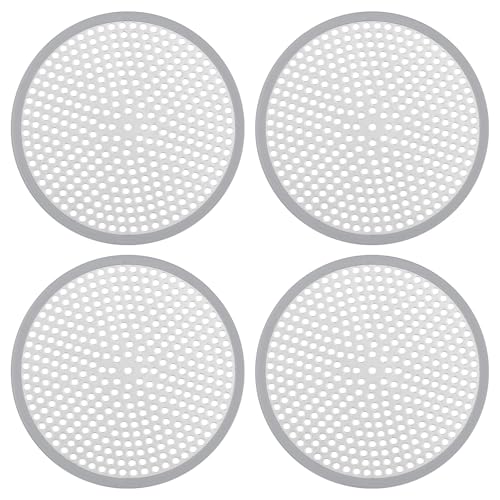 Ohtomber 2PCS 4.72" Stainless Steel Shower Drain Hair Catcher, Silicone Rim | Fine Mesh Hair Trap, Anti-Clog, Silicone Rim, Rust Proof, Fits Shower Bathtub Sink Floor Drains, Easy Disassembly & Cleaning