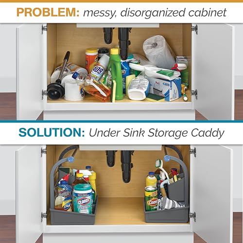 Polder Under Sink Storage Caddy, Kitchen and Bathroom Organization and Storage with Tray, Easy-to-Assemble, 16.75" x 10.5" x 16.5"