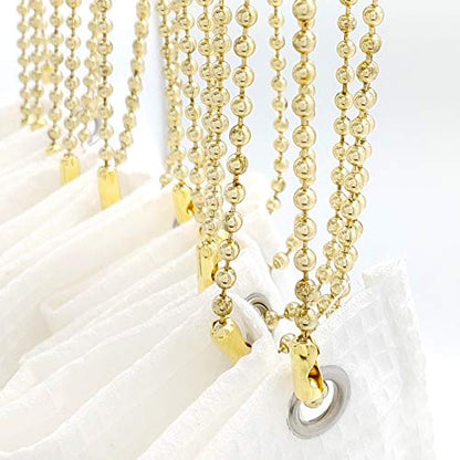 Gold Shower Curtain Hooks, 55 Inch Ball Chain Design, 12 Pack Rust-Resistant Metal Curtain Rings for Bathroom Rods, Heavy Duty 4.5mm Shower Curtain Hangers - color: Gold
