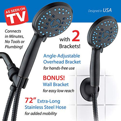 AquaCare 8-mode High Pressure Handheld Shower Head with 2-mode Power Wash | Stay Clean Nozzles, Dual Power Wash for Tub, Tile & Pets, Long 6 ft. Stainless Steel Hose, Wall & Overhead Brackets / Bronze - color: Oil Rubbed Bronze, style: 2.5 Gallon Per Minu