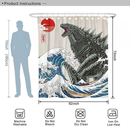 Funny Shower Curtain Set, Fun Anime Monster Shower Curtains for Bathroom Cool Asian Japanese Bathroom Decor Polyester Fabric-62" x 72" - size: 62"W x 72"L (Pack of 1)