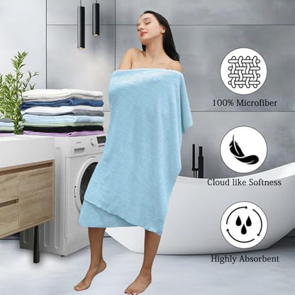 Hailea Extra Large Bath Towels Set 35x70 Inches - Blue Luxury 600 GSM Oversized Bath Sheet Towel,Ultra Soft Microfiber - Quick Dry,Highly Absorbent Shower Towels Spa Hotel Bathroom Towel Set (4-Pack) - color: Blue Set, size: 4-Piece Set