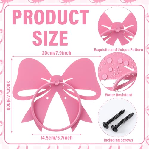 Pelopy Pink Bow Towel Holder for Bathroom Coquette Metal Towel Ring Hanger Wall Mounted Pink Bow Bathroom Decor Heavy Duty for Women Girls Kitchen Home Decor Gift - style: Pink Bow