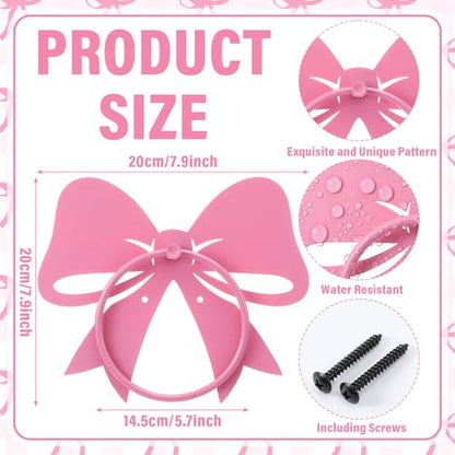 Pelopy Pink Bow Towel Holder for Bathroom Coquette Metal Towel Ring Hanger Wall Mounted Pink Bow Bathroom Decor Heavy Duty for Women Girls Kitchen Home Decor Gift - style: Pink Bow