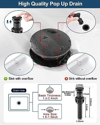 Brass Bathroom Waterfall Faucet, Oil Rubbed Bronze Bathroom Faucet 1 Hole or 3 Holes (4 Inch), Single Handle with Deck Plate, Pop-Up Drain & Water Hoses for RV Vanity Farmhouse, 5 Mins Install - color: Oil Rubbed Bronze