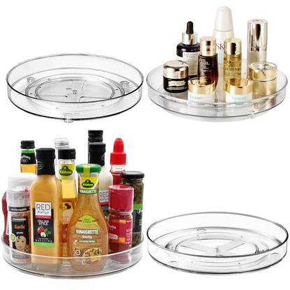 Amolliar Lazy Susan Turntable Organizer, 9"+11" 4 Pack, Rotating Tray for Kitchen, Fridge, Pantry Organizer Storage, Cabinet, Closet, Bathroom Vanity Makeup, Condiment Spice Rack, Under Sink Organizer - size: 9" + 11" 4 Pack
