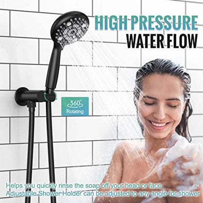 SR SUN RISE Shower Faucet - 16 Inch Multifunctional High Pressure Shower Head System with Handheld Shower Head Fixtures - Valve Included - Matte Black - color: Matte Black, size: 16 Inch