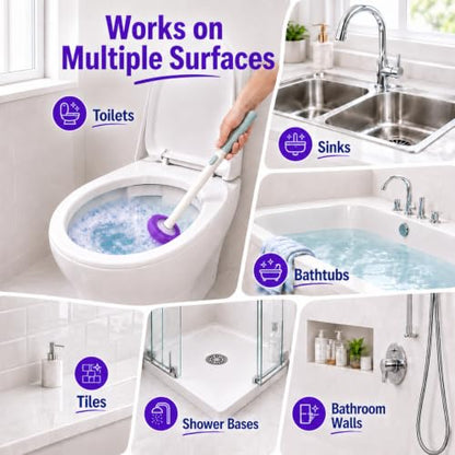 Disposable Toilet Bowl Cleaner Wand with Holder Set, Wall-Mounted | Hands Free Toilet Scrubber Wand, Bathroom Cleaning Supplies, 1 Wand and Holder with 24 Purple Refills, Light Lavender Scent