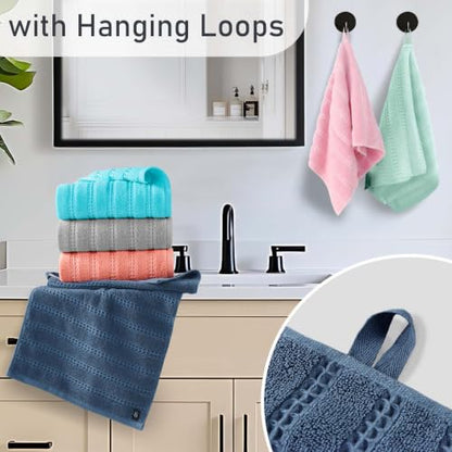 VOOVA & MOVAS Hand Towels 4PC,13"x30", 100% Cotton,with Loop,Pink | Waffle Weave Fabric, Soft Lightweight & Absorbing, Quick Dry & Non-fading, Unshrinkable - color: Babypink