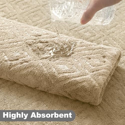 Smuge 18-Piece Bath Towel Set, Include 6 Bath Towel Sheets, 6 Hand Towels and 6 Washcloths - Highly Absorbent Quick Dry 100% Microfiber,Ultra Soft Bathroom Towel Set (Camel) - color: Camel, size: 18 Pcs Bath Towel Set