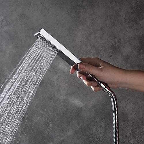 Cascada 12” Square Shower System (Wall Mounted) with Single Handle & square knob, 2 Functions (Rainfall & Handheld) (Brushed Nickel) - color: Brushed Nickel