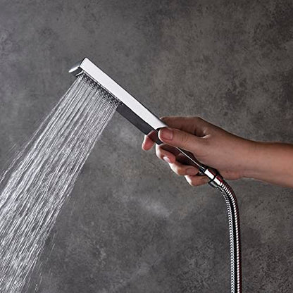 Cascada 12” Square Shower System (Wall Mounted) with Single Handle & square knob, 2 Functions (Rainfall & Handheld) (Polished Stainless Steel) - color: Polished Stainless Steel