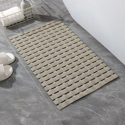 Bathtub Shower Mat, Pet Dog Bathing Non-Slip Mat, Dog Bath mat for tub, Quick Drain Bathtub Mat with Suction Cups & Drain Holes for Bathroom, 27 X 15.7 Inch (Khaki) - color: Khaki