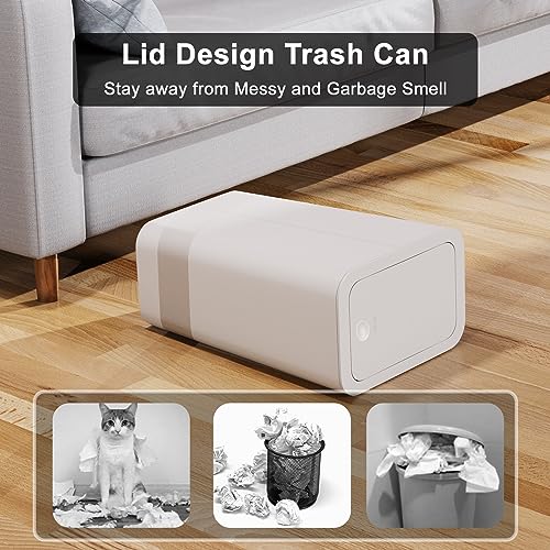 N. NETDOT 3 Pack 10L / 2.6 Gallon Small Trash Can with Lid,Bathroom Garbage Can with Pop-Up Lid,Waste Basket for Bathroom,Kitchen,Bedroom,Powder Room,Office,College (Black-Grey-Off White) - color: Black-Grey-Off White, size: 3 X 2.6 Gal