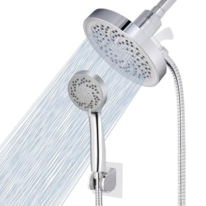 Rain Shower Head with Handheld, High Pressure Rainfall Showerhead and 3 Settings Hand held Spray Combo with Detachable Hose (Chrome) - color: Chrome