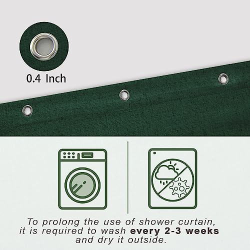 KOUFALL Dark Green Waterproof Linen Fabric Shower Curtain 54x72 Inch Length - color: Dark Green, size: 54"W x 72"L (Pack of 1)