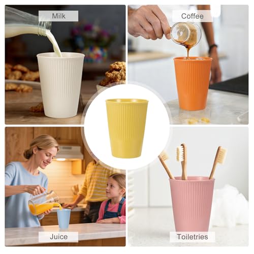uxcell 4 Pcs Simple Toothbrush Cup, 3.3 x 3.3 x 4.2 Dishwasher Safe Bathroom Tumbler Reusable Plastic Cup Set for Storing Toothpaste Combs, Yellow - color: Yellow