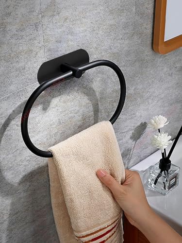 Bathroom Hand Towel Ring Kitchen Cloth Holder (1, Black) - color: Black