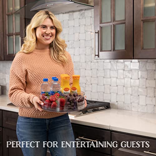 Oizeir Lazy Susan Turntable - Clear Acrylic, Removable Sections, Rotates 360 Degrees. Easily Organize Your Fridge, Cabinet or Counter. Great Carousel Storage for Food, Spices, Cosmetics. (4-Sections) - size: 1 Pack