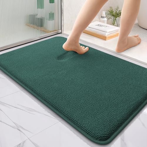 OLANLY Memory Foam Bathroom Rugs 36x24, Absorbent Bath Mat, Blackish Green | Soft Quick Dry Bath Rugs, Non-Slip, Machine Washable Carpet for Bathroom Floor, Tub and Shower, Home Decor Accessories - color: Blackish Green, size: 36" X 24"