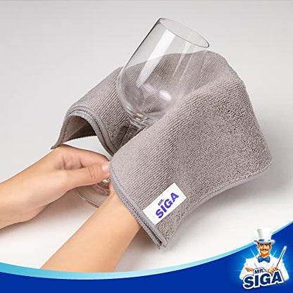 MR.SIGA Microfiber Cleaning Cloths, Streak Free Microfiber Towels, 12 Pack | All-purpose microfiber cloths, ultra absorbent, reusable household cleaning towels, Gray, 32 x 32 cm(12.6 x 12.6 inch) - color: Grey