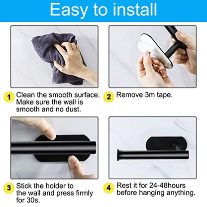 DGWHYC Self Adhesive Toilet Paper Holder, Matte Black Toilet Paper Holder Rustproof 304 Stainless Steel for Bathroom, Kitchen and Washroom, 3M Wall Mount DG-TPA21 - color: Black