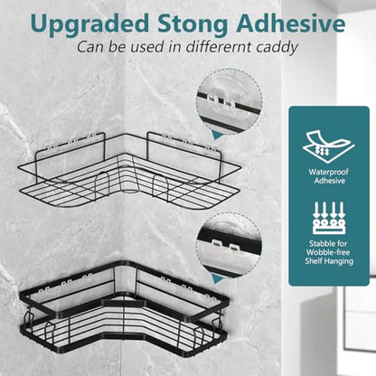 14 Pack Shower Caddy Adhesive Replacement, Strong Shower Shelf Adhesive Hooks for Corner Shelf Basket, Bathroom Rack, Kitchen Rack and Soap Holder - size: 14Pack( 4Pack10.23"&4Pack5.51"&6Pack2.36")