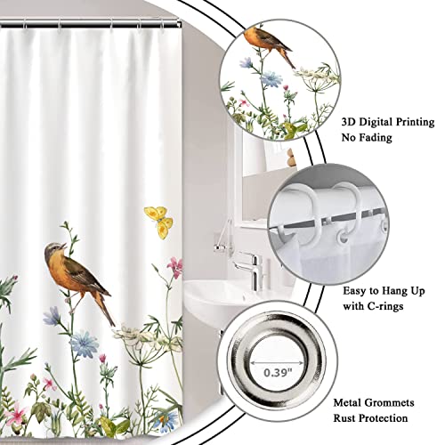 AWERT Small Half Size Stall Shower Curtain with Hooks Shower Stall Curtain 48 x 72 Funny Bird for Bathroom/RV and Camper - color: Bird, size: 48"W x 72"L (Pack of 1)