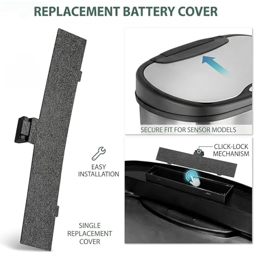 Battery Door Replacement Compatible with Ninestars Touchless Sensor Trash Can, Battery Compartment Cover for 50L 13.2 Gallon Automatic Waste Bin, Easy Snap-On Installation
