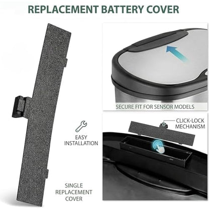 Battery Door Replacement Compatible with Ninestars Touchless Sensor Trash Can, Battery Compartment Cover for 50L 13.2 Gallon Automatic Waste Bin, Easy Snap-On Installation
