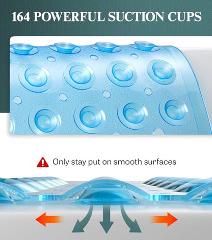 HITSLAM 21x21 Inch Square Shower Mat Non Slip, Anti Slip Bathtub Mat with Strong Suction Cups & Drainage Holes, Machine Washable Bathroom Floor Mat for Inside Shower Stall and Tub, Blue - color: Blue