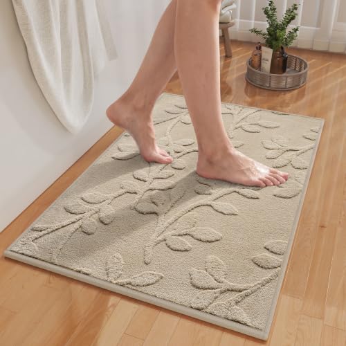 Bathroom Rugs Thin Non Slip Bath Mat for Bathroom Browm 20"x32" | Quick Dry Absorbent Washable Rubber Backing Bath Rug Shower Mat Bathroom Floor Mat For Sink Bathtub Beside Shower Entrance - color: Brown, size: 20"x32"