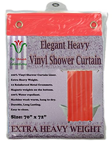 Elegant Heavy Duty Vinyl Shower Curtain Liner with 12 Metal Grommets Bright Pink - color: Bright Pink