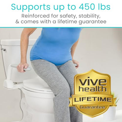 Vive Toilet Safety Rail with Flip-Up Handles - 450 lb Capacity Senior | Safety Frame for Elderly & Disabled - Handicap Grab Bar Riser Stand Assist with Arms for Bathroom Assistance & Raised Toilets