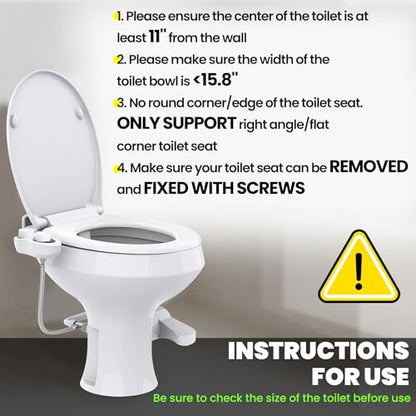 RV Bidet for Camper Toilet, Non-Electric Toilet Sprayer Attachment with Dual Nozzles, Adjustable Pressure, Front/Rear/Self Cleaning, Upgrade for Trailer, Motorhome, RV Bathroom (White-Black)