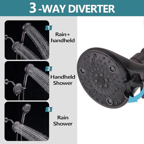 5" Dual Shower Faucet Compatible with Delta 13/14 Series Tub Trim Kit, High Pressure Round Rain Shower Head& Handheld Set Faucet, Oil Rubbed Bronze (Valve& Catridge Not Inclued) - color: Oil Rubbed Bronze