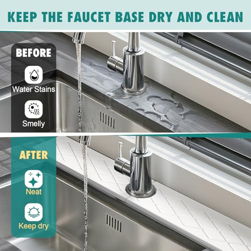 23.6 Inch Stone Faucet Mat for Kitchen Sink, Diatomite Absorbent Fast Drying Stone Sink Tray, Faucet Splash Guard Prevents Moisture for Kitchen Bathroom Countertop