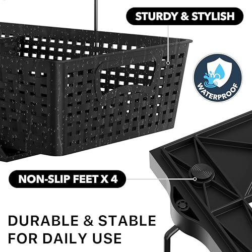 Simple Houseware 2 Tier Pull-Out Sliding Drawer Under Sink Storage, Black | Great for Kitchen Bathroom Tray Shelf Organizer