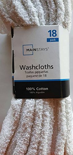 Mainstays 18 Pack Assorted Cotton Terry Thin Washcloths Rags (WWWWW)