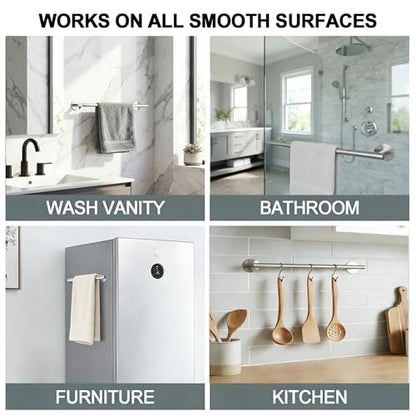 Self Adhesive Towel Bar,16" Brushed Nickel No Drill Bathroom,304SS Towel Rack - color: Brushed Nickel, size: 15.7 Inch