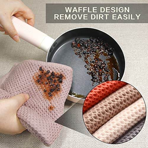BALCONY & FALCON Waffle Weave Dish Towel Kitchen Towel Hand Dish Rags Great for Household Cooking Cleaning - color: Plum Brown, size: 13in x 28in set of 4