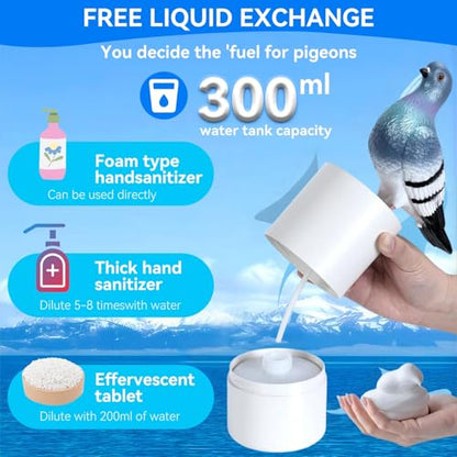 Peace Bird Foam Soap Dispenser-Pigeon and Bald Eagle Shaped Foam Hand Washer, Suitable for Kitchen and Bathroom, Automatic Liquid Soap Dispenser, Touchless Battery Powered Hand Washer (Pigeon (Gray)) - color: Pigeon (Gray)