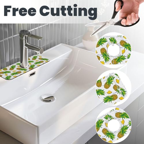 Pineapple Summer Pineapples Kitchen Sink Splash Guard Faucet Mat Super Absorbent Fast Drying Mat Sink Gadgets-Fast Drying Pad Sink Mat For Kitchen Bathroom (15" X 5.5" ) - color: Pineapple
