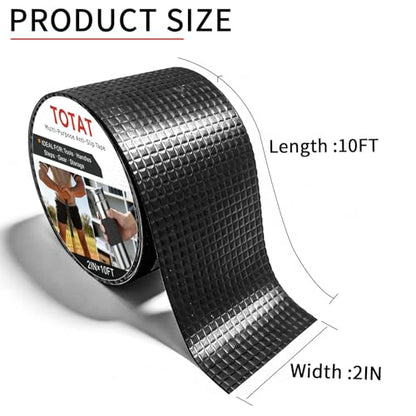 Textured Grip Tape, 2IN x 10FT Strong Anti Slip Rubber Tape, Waterproof & Heat Resistant with High Adhesion for Tools, Gym Equipment, Bicycle Handlebars and Slippery Surfaces (Black) - color: Black, size: 2 IN