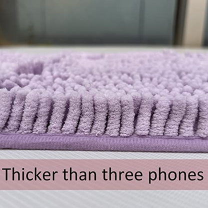 Chenille Bath Mats Set 2 Piece Non-Slip Luxury Bath Runner Rugs Extra Soft Absorbent Shaggy Washable Dry Plush Area Carpet Mats - Lavender - color: Lavender