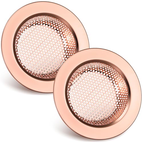 2 Pcs Sink Strainer Stainless Steel Kitchen Sink Drain Strainer Basket Cover Mesh Hair Food Catcher, Large Wide Rim of 4.4 Diameter(Rose Gold) - color: Rose Gold